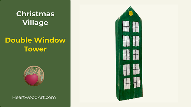 Scrap Wood Christmas Village Tower with 2 Window Columns