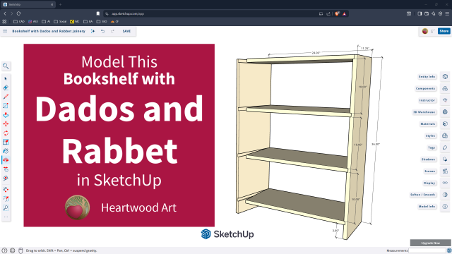 Model this Dado and Rabbet Bookshelf in SketchUp
